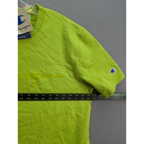 Champion Heritage Men's Heavyweight T-Shirt Size L Lime Green Cotton Casual NWT - Picture 6 of 9